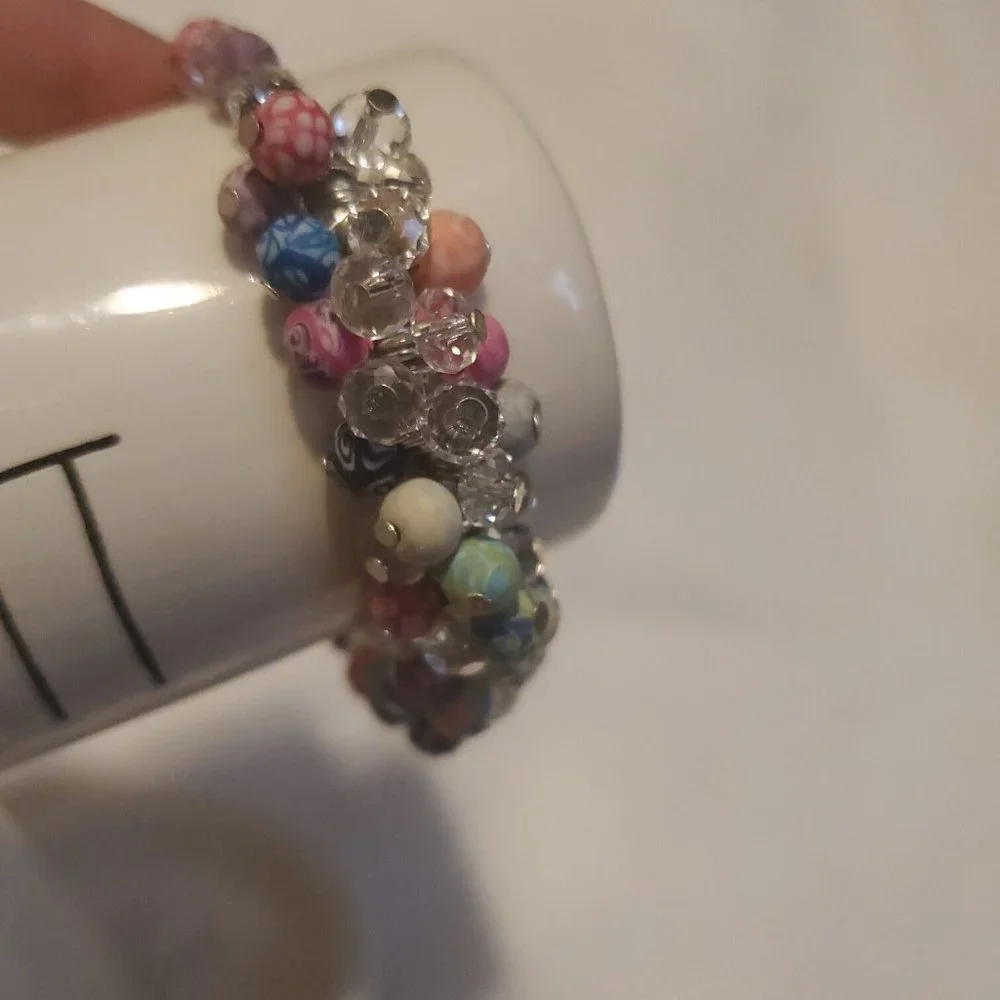 Girls Multicolor Fashion Jewelry Lobster Clasp Adjustable Cluster Bead Bracelet